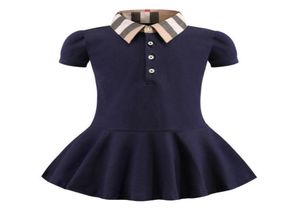 Baby Girls Dress Kids Lapel College Wind Bowknot Kort ärm PLECTED POLO SHIRT KOT KIRT BARN CASIAL DESIGNER KLÄNNINGAR KIDS CLOT5364284