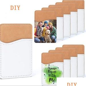 Cell Phone Cases 10Pcs Sublimation Diy White Blank Pu Card Holder Mobile Wallet Heat Transfer For Drop Delivery Phones Accessories Dhquh