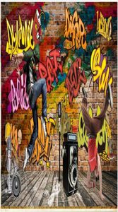 Custom po wallpapers 3d murals wallpaper Retro graffiti street dance bar background wall papers home decoration8745376