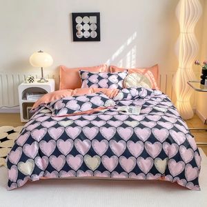 Kuup Cartoon Print Home Bedding Set Simple Fresh Comfortable Duvet Cover with Sheet Comforter Covers Pillowcases Bed Linen 240112