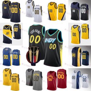 Mężczyzn Basketball CITY 0 Tyrese Haliburton Jersey 33 Myles Turner 2 Andrew Nembhard 9 TJ McConnell 13 NWOra 00 Bennedict Mathurin 23 Aaron Nesmith Custom Print