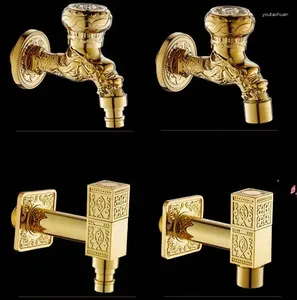 Bathroom Sink Faucets Style Gold Dragon Carved Bibcock Faucet Brass Washing Machine Bibcocks Outdoor Mixer Garden