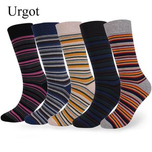 Urgot 5 par Mens Socks Stora stor storlek 464748 Autumn Winter Tjock luktsäker manlig rand Middle Long Tube 240112