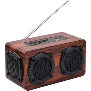 Högtalare Classic Wood Wireless Bluetooth -högtalare med antenn FM Radiofunktion Support Micro SD USB Flash Drive Portable Home Theater