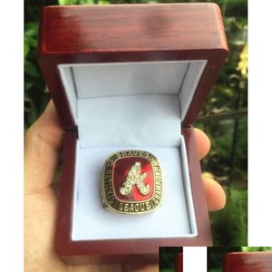 Anéis de cluster 1991 Braves World Baseball Team Championship Ring com caixa de exibição de madeira lembrança homens fã presente 2023 atacado drop de d otnrg