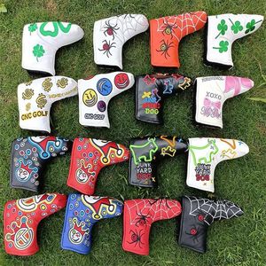 Tees 1 datorer Golf Headcover för Blade Putter PU Läder Vattentät / mjukt stickat tygtecknad golfklubbhuvudskydd