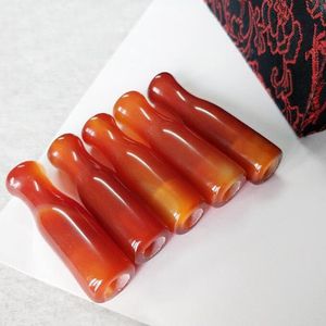 Brown Natural Jade Gemstones Tipe Tube One Hitter 3 размеры Bong Herb Tobacco Curting Sigarette Holder Filter Mourting Catcher Catcher Taster Bat Leats