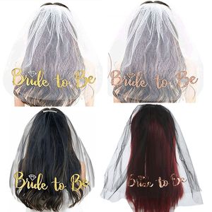 Glitter Bride To Ser Wedding Véil Véu Doubres Camadas para Decorações de Partidas de Noiva Acessórios