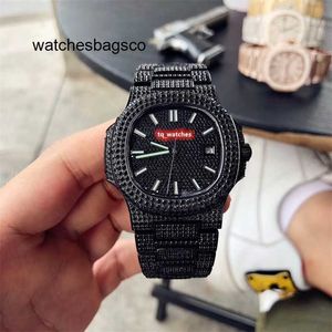 Роскошные дизайнерские мужские часы из нержавеющей стали с черным бриллиантом, автоматические механические часы