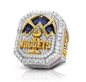 2022 2023 NUGGETS Baskets Campion Team Championship Ring مع Wooden Display Box Men Men Fan Perfect Gift Shipping MS16