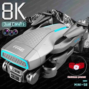 Drönare Ny S8 DRONE 8K Professional HD Kamel RC Quadcopter Helicopter WiFi FPV Distans Undvik hinder Optical Flow Kid Gift Toy