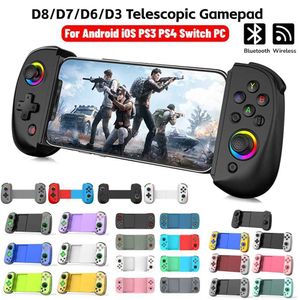 Oyun Denetleyicileri Joysticks D8/D7/D6/D3 Kablosuz BT Switch telefonu için gamepad Android iOS P3 P4 PC Teleskopik Oyun Denetleyicisi Salon Tetikleyicileri ile Joystick