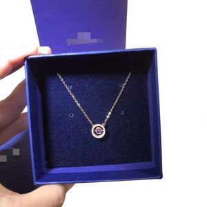 Swarovskis Necklace Designer Women Top Quality Pendant Necklaces Purple Crystal Jumping Heart Necklace Female Element Collar Chain Female
