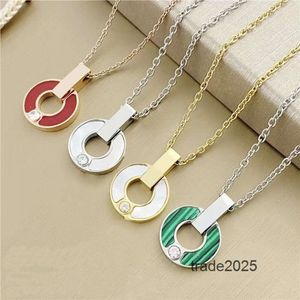 Women's 2023 Designer Necklace Fashion Titanium Steel Ceramic Pendant Necklace Luxury Circle Full Diamond Necklace Party Gift 18k Gold Designer Jewelry