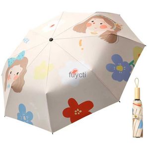 Umbrellas High Beauty Sun Protection Sun Shading Rain and Shine Dual Purpose Folding Umbrella Digital Full Screen Printing Cute Umbrella YQ240112