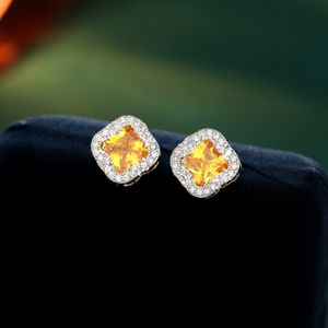 4/four Clover Stud Earrings Micro Set Zircon 3A Colorful Zircon Earrings Europe Fashion Women Earrings Lucky Grass Flower Earrings Jewelry Accessories SPC