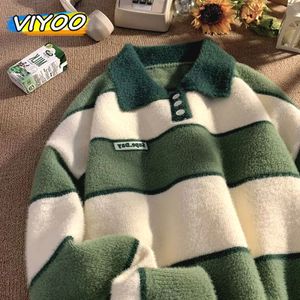 Pełna dzianina Y2K Knitwear Sweter Sweter Polo koszule jumper streetwear koreańskie ubrania zimowe dla mężczyzn odzież 240111