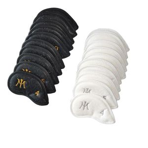 Tees M Golf Iron Cover 10st Set Black White Honeycomb 3D Hållbart materialkvalitetsutförande Golfklubb Huvudsaklig headcovers