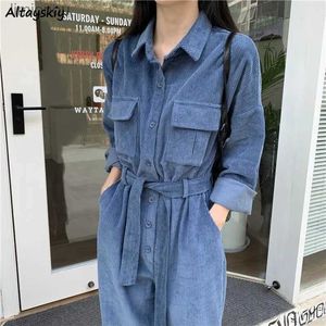 Women's Jumpsuits Rompers Corduroy Jumpsuits Women Cargo Trousers Fashion Spring 2023 New Sashes Streetwear Military All-match Harajuku Elegant ClothingL240111