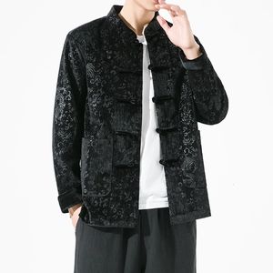 Herrens high-end kanarie vintage tang jacka kinesisk stil män original drakmönster jacquard hanfu kappa mäns lös jacka topp 240112