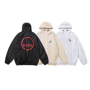 Tasarımcı Erkekler Hoodie Gevşek Sweatshirt Kadın Üst Kat Renkli Mektup Basılı Fermuar Kapşonlu Güneş Kağıdı Cilt Ceket Güneş Biçti Paltosu