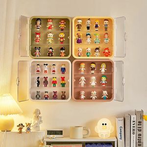 Väggmonterad showcase Clear Acrylic Blind Box Smycken Figurer Display Fall siffror Stand Dust Display Proof Doll Toy Storage Box 240111