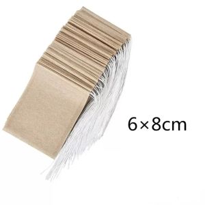 6*8cm Tea Filter Bag Strainers Tools Natural Unbleached Wood Pulp Paper Drawstring Bags Disposable Infuser Pouch 100 Pcs/Lot LL