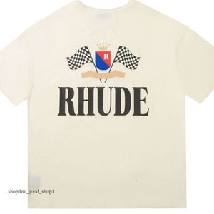 Rhude Designers Mens Embroidery T Shirts For Summer Mens Tops Letter Shirt Womens Tshirts Clothing Short Sleeved Large Plus Size 100% Cotton Tees 804