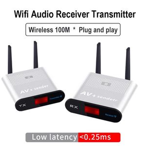 Radyo WiFi Kablosuz Ses Verici Alıcı 100m Uzun Mesafe Düşük Gecikme Adaptörü 3.5 Aux ve RCA AV Gönderen Fiş ve Oynat WR380