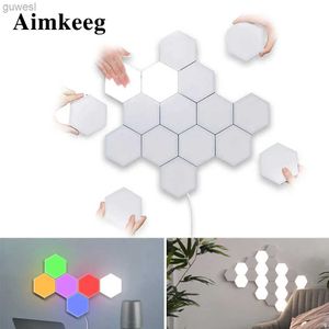 Nattlampor färg nattljus sovrum dekoration beröring sensor ledmodul hexagonal lamp magnetisk vägg hängande kreativ hemdekoration ljus yq240112