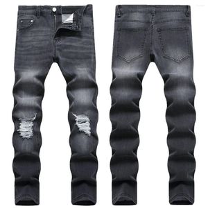 Men's Jeans Europe Style Fashion Brand Hole Men Pants Skinny Slim Biker Denim Black Stretch Design For Husband Big Size 40 1150
