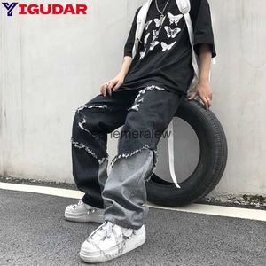 Męskie dżinsy High Street Man Dżinsowe spodnie Retro Y2K proste jean streetwear luźne spodnie moppingowe luźne projekt mody mody masy pantsephemeralew