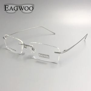 Saf gözlükler Rimless Optik Çerçeve Reçete Gösteri Uzun Tapınak ile Geniş Yüz İçin Çerçevesiz Gözlük 145mm 240111