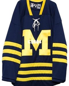 Chen37 Real Men Real Full Embroidery University of Michigan Hockey Jersey 100 Brodery Jersey eller Custom Eventuellt namn eller nummer Jers9882675