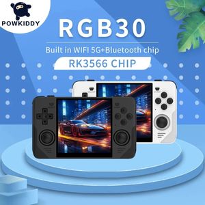 POWKIDDY RGB30 Retro Pocket 720720 4 Inch Ips Screen Builtin WIFI RK3566 OpenSource Handheld Game Console Childrens Gifts 240111