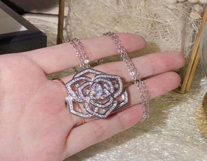 Chouchong varumärke bröllop smycken set lyx 925 sterling silver rose blommor pante vit safir cz diamant ädelstenar parti 7141533