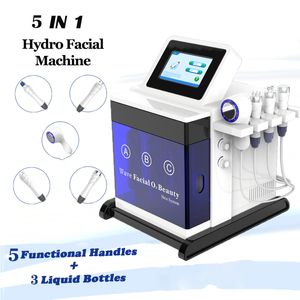 Hydro Facial Beauty Device Dermabrasion Peel Microcourrent Lift Machine Ultrasonic Clean Cold Hammer RF Anti Age System 5 Handle