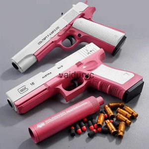 Sand Play Water Fun Glock Toy Pistol Soft Bullet Toy Guns M1911 Shell Ejected Foam Darts Blaster Manual Airsoft Weapon with Silencer For Kids Adultsvaiduryc