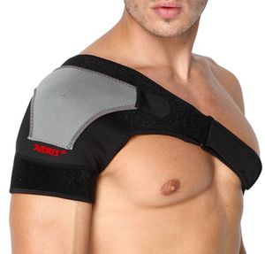 Justerbar andningsbar Gym Sports Care Single Shoulder Support Back Brace Guard Strap Wrap Belt Band Pads Black Bandage Menwomen5761821