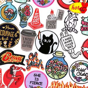 Cats Embroidery Patches for Clothing Jacket Iron on Thermocollant Letters Anime Stripes Fabrics Sew Designer Mochila Parches Diy
