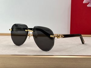 Designer-Sonnenbrillen für Männer und Frauen, modisch, 0440, oval, rahmenlos, mit Schnittkanten, Metallstile, Anti-Ultraviolett, Beliebtheit, farbige Gläser, zufällige Box