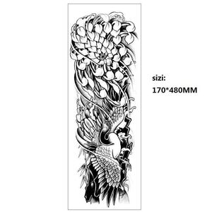 Makeup Phoenix New Xianhe Carp Black Flower Arm Full Large Pattern Water Transfer Printing Temporary Simulation Tattoo Sticker