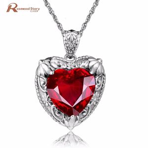 Victoria Style Restoring Ancient Ways Heart Shape Love Created Ruby Necklaces Pendants For Women Fashion 925 Silver Jewelry 240112