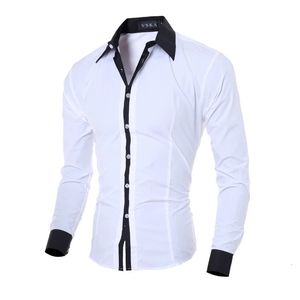 Mens listras camisas de manga comprida magro branco camisas sociais casuais roupas masculinas negócios camisa masculina chemise natal camisa 240112