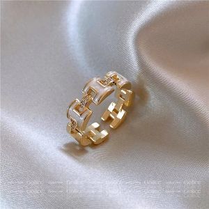 Marca de moda para mulheres designer superior s cor sier feminino anel carta h diamante completo noivado dia dos namorados presente tamanho ajustável