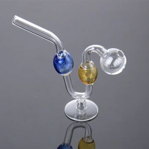 Atacado exclusivo bubbler fumaça mão queima tubos de vidro pirex vidro queimador de óleo tubo pequeno fumar acessórios bj