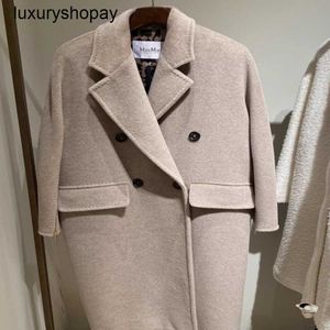 Maxmaras Cappotto da Donna in Cashmere Cappotto Avvolgente in Lana di Cammello 23fw Nuovo Ethel Tasca con Risvolto a Maniche Lunghe in Peluche Cappotto di Lana di Media Lunghezza per Donna