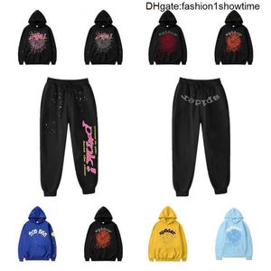 Men's Hoodies Sweatshirts Black Brown Spider Hoodie Sweatshirt Real Photo Tracksuit Web Pullovers Sp5der 555555 Sweatpants Set WURH