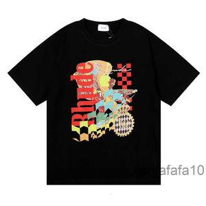 Erkek Tshirts En İyi İşçilik Rhudes Yaz Moda Tasarımcısı Rhude Güzellik Vizyonu İzleniyor Zevk Joyride Pure Pamuk Kısa Kollu Gevşek Tshirt Erkekler için 8m3x