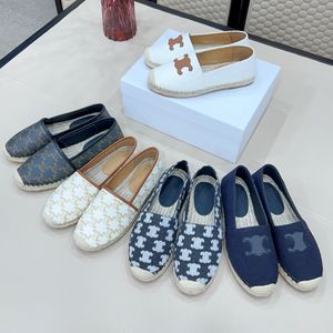 top Embroidered lettering linen slip on Espadrilles shoes JUTE Sole spring flats loafers hand made luxury designer shoe for women casual luxe factory Vacation shoes